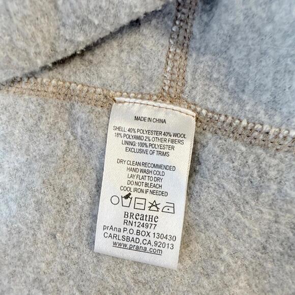 prAna Sweater Women's M Lucia Wool Blend Ivory Pullover Stripe Drawstring Logo - Picture 9 of 10